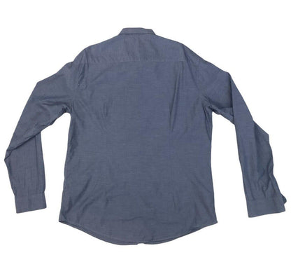 VINTAGE 90s 00s ARMANI JEANS BLUE GREY LONG SLEEVED BUTTON UP SHIRT EXTRA LARGE