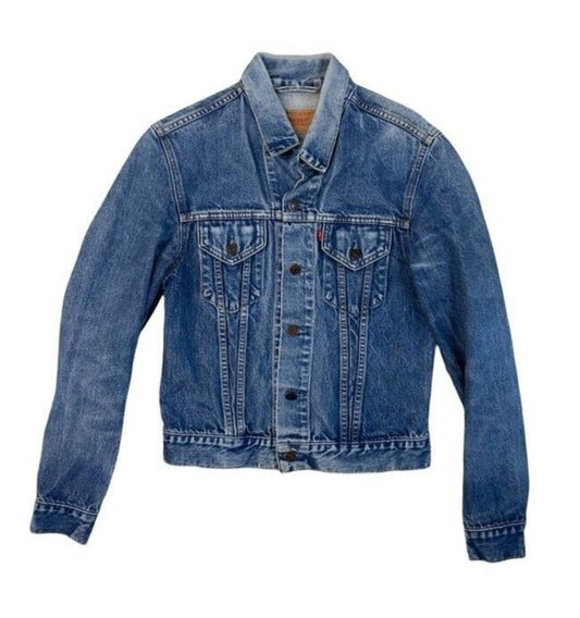 VTG 90s LEVIS RED TAB TYPE 3 TRUCKER DENIM JACKET ROCKABILLY MOD SKINS XS 34”
