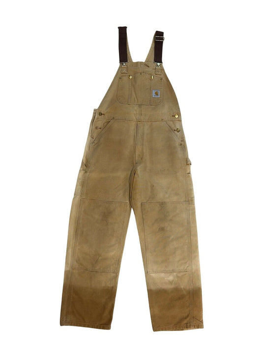 VTG CARHARTT DUCK CANVAS DOUBLE KNEE DUNGAREES KILLER FADES ROCKABILLY 36W 31L