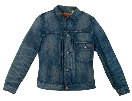 VTG LEVIS TYPE 1 CINCH BACK WESTERN DENIM JACKET PLEAT FRONT ROCKABILLY 50s S 36
