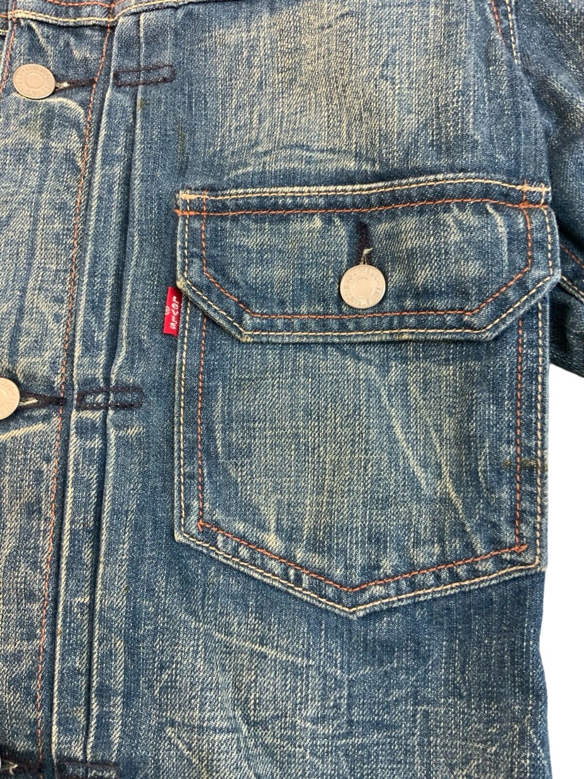 VTG LEVIS TYPE 1 CINCH BACK WESTERN DENIM JACKET PLEAT FRONT ROCKABILLY 50s S 36