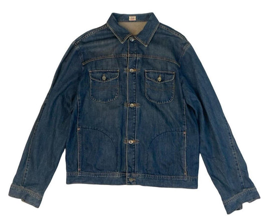 VTG STYLE LEE UNION MADE SANFORIZED PLEAT FRONT DENIM CHORE JACKET XL 44”