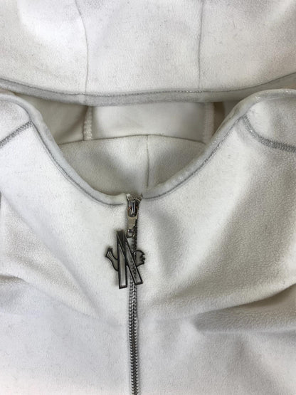 MONCLER FLEECE ZIP UP HOODIE WHITE SIZE M