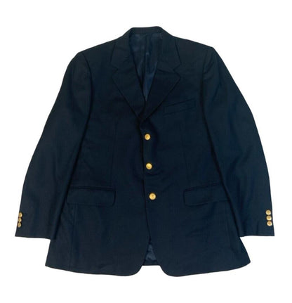 VTG 80s BURBERRYS GOLD BUTTON NAVY BLUE BLAZER JACKET SIZE M