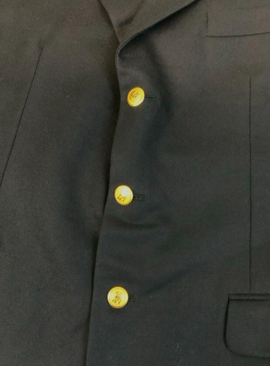 VTG 80s BURBERRYS GOLD BUTTON NAVY BLUE BLAZER JACKET SIZE M