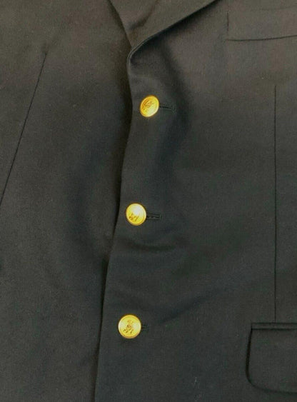 VTG 80s BURBERRYS GOLD BUTTON NAVY BLUE BLAZER JACKET SIZE M
