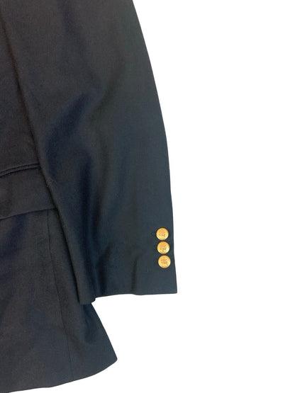 VTG 80s BURBERRYS GOLD BUTTON NAVY BLUE BLAZER JACKET SIZE M