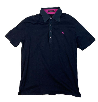BURBERRY BLACK LABEL SHORT SLEEVE POLO SHIRT NAVY BLUE PINK S