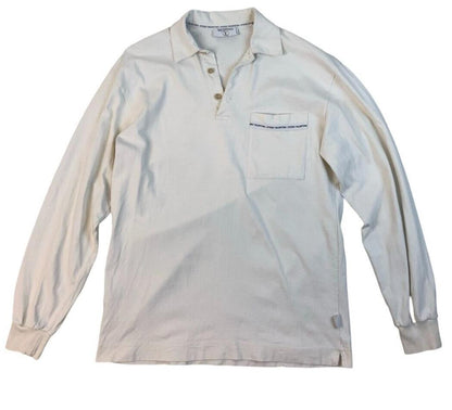 VINTAGE 80s VALENTINO WHITE 100% COTTON POLO SHIRT SIZE L