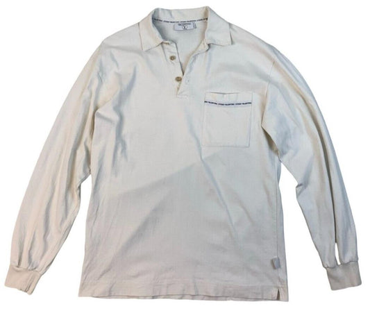 VINTAGE 80s VALENTINO WHITE 100% COTTON POLO SHIRT SIZE L