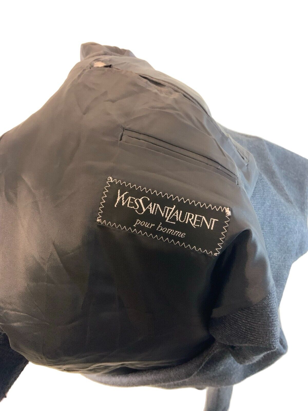 VTG YVES SAINT LAURENT CHECKED GREY BLAZER JACKET SIZE M 42