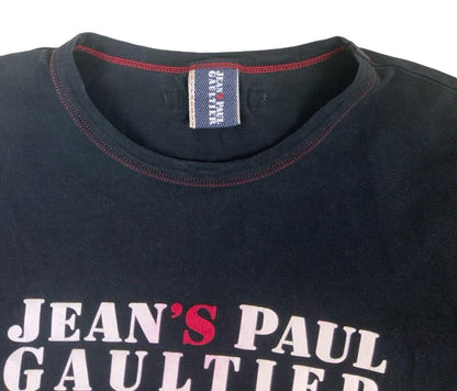 VTG JEAN PAUL GUALTIER CREW NECK PRINT LOGO T SHIRT  BLACK SIZE S