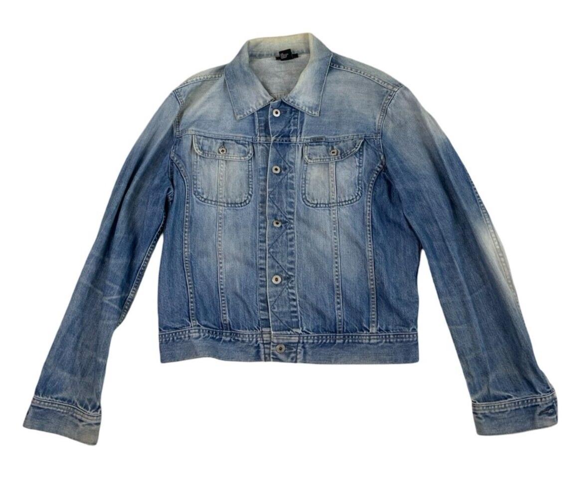 Y2K DIESEL LIGHT BLUE WASH FADED DENIM TRUCKER JACKET SIZE XL
