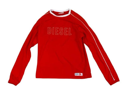 DIESEL LONG SLEEVE CREW NECK TOP ORANGE WHITE SIZE S