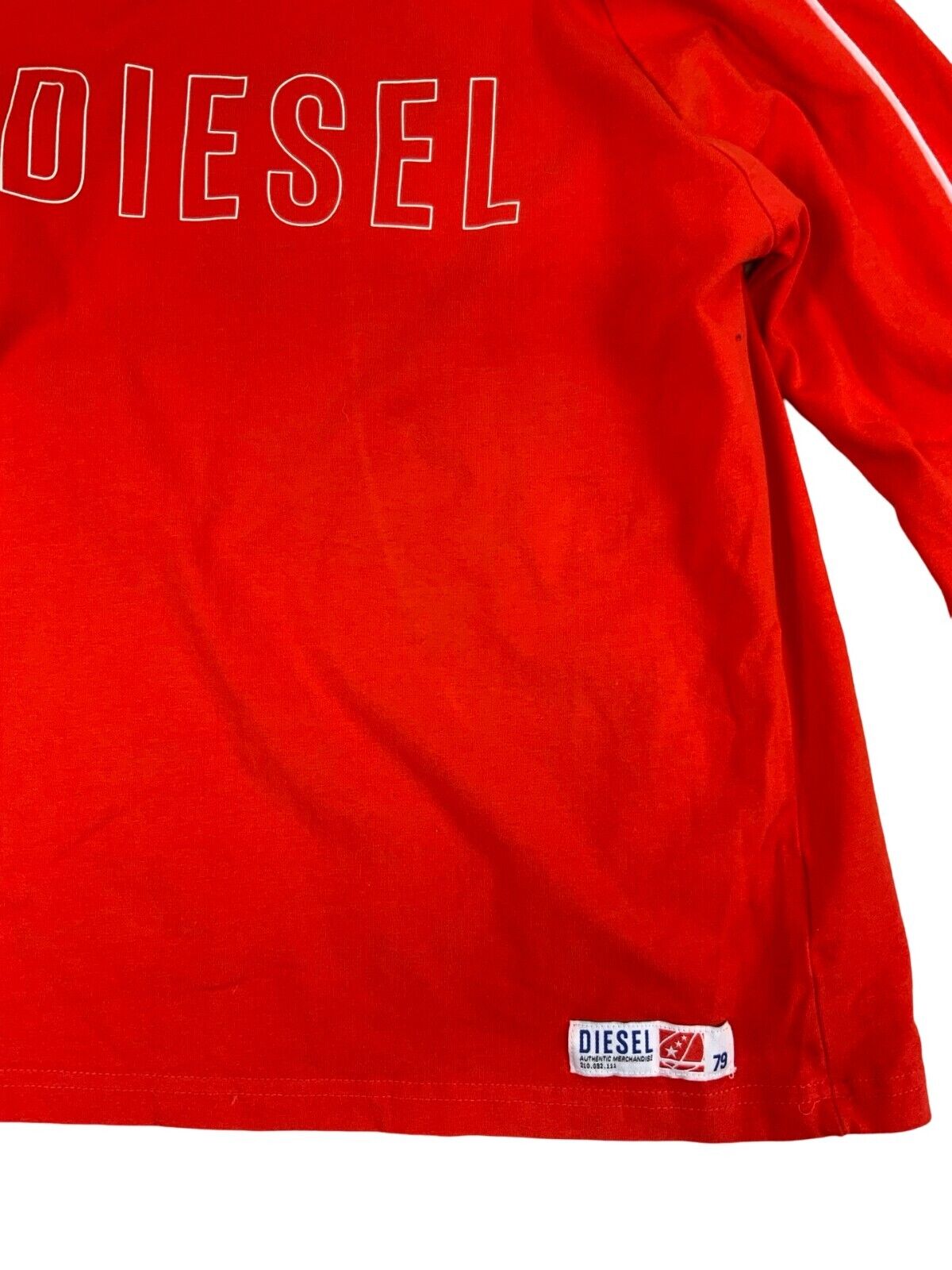 DIESEL LONG SLEEVE CREW NECK TOP ORANGE WHITE SIZE S