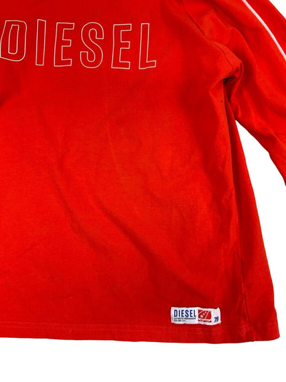 DIESEL LONG SLEEVE CREW NECK TOP ORANGE WHITE SIZE S