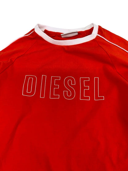 DIESEL LONG SLEEVE CREW NECK TOP ORANGE WHITE SIZE S