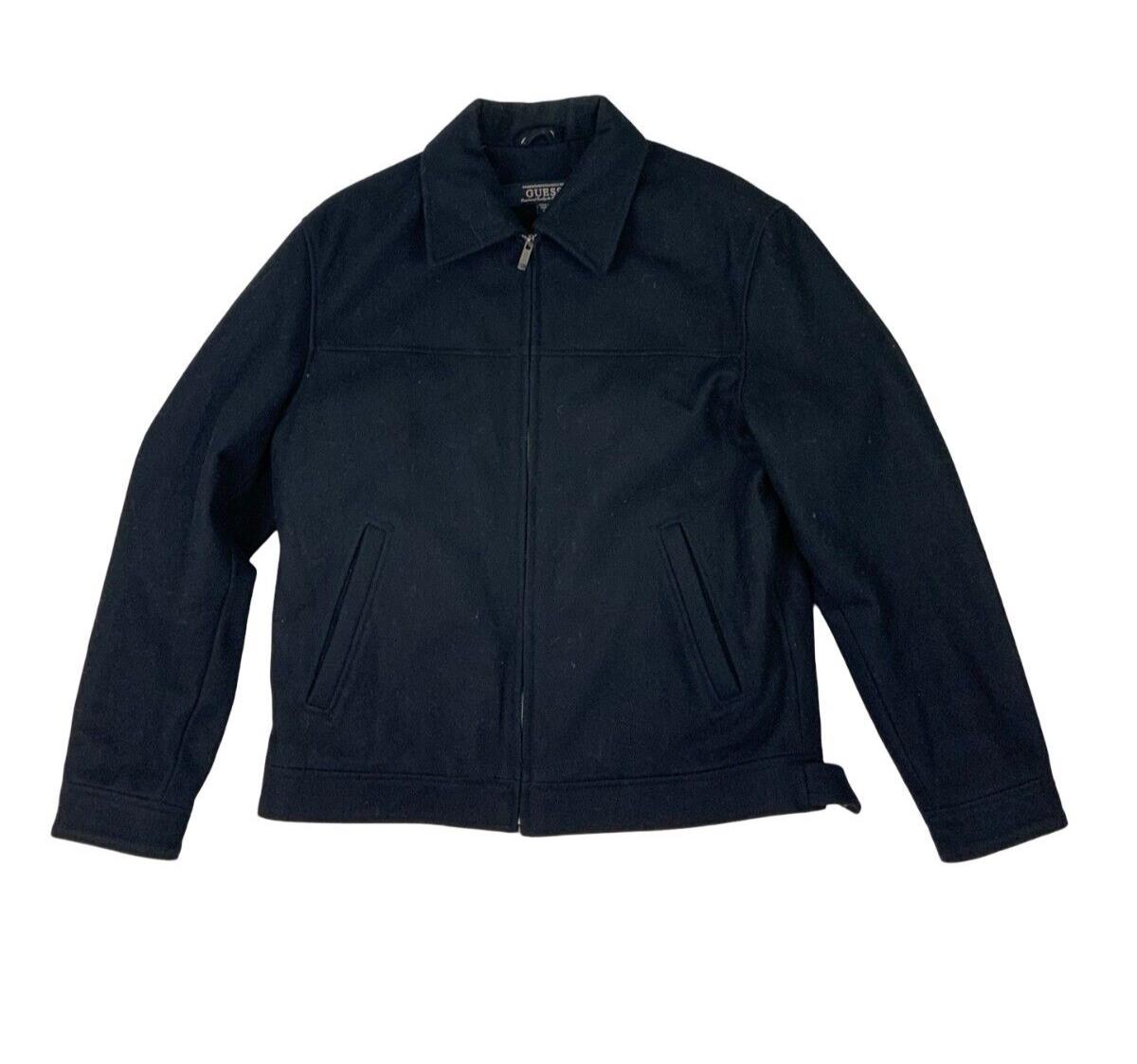 VTG 00s BLACK GUESS WOOLLEN HARRINGTON JACKET SIZE L