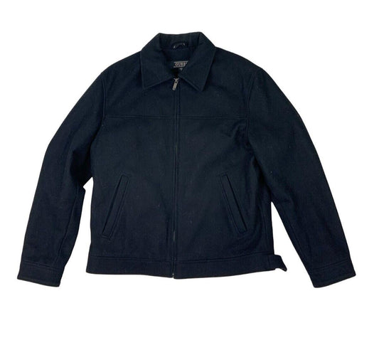 VTG 00s BLACK GUESS WOOLLEN HARRINGTON JACKET SIZE L