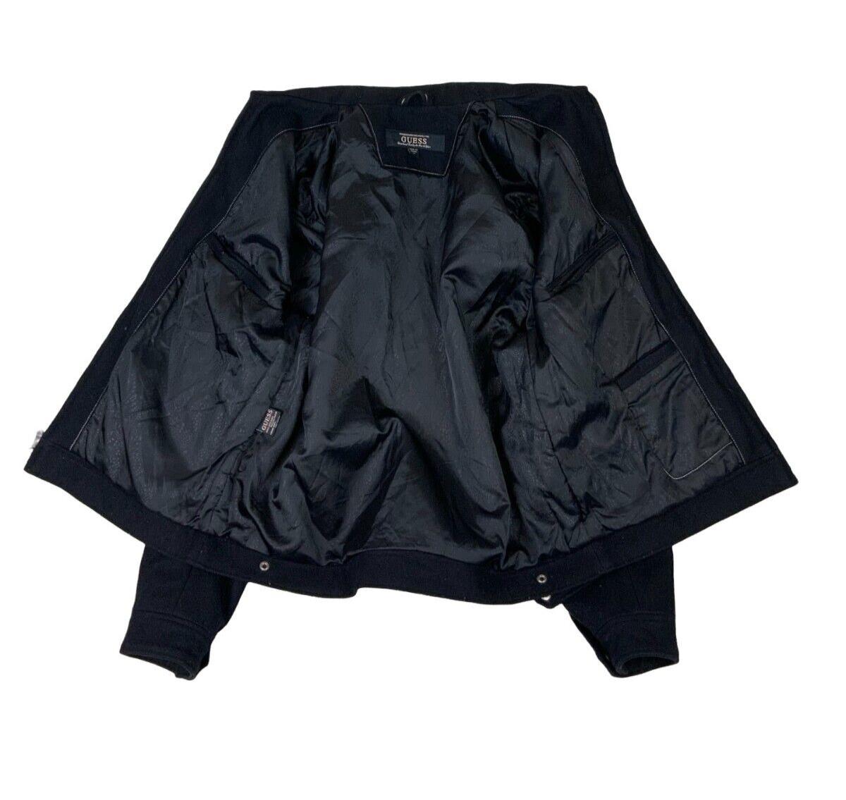 VTG 00s BLACK GUESS WOOLLEN HARRINGTON JACKET SIZE L