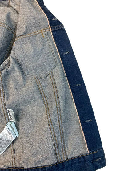 LEVIS Y2K FACTORY DISTRESSED TYPE 3 TRUCKER DENIM JACKET INDIGO BLUE S 36