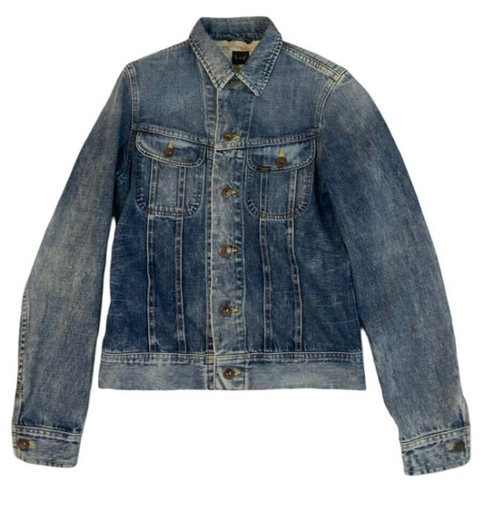 RARE VTG LEE 125th ANNIVERSIARY DONWAN HARRELL GRAPHIC LINED DENIM JACKET XS 34