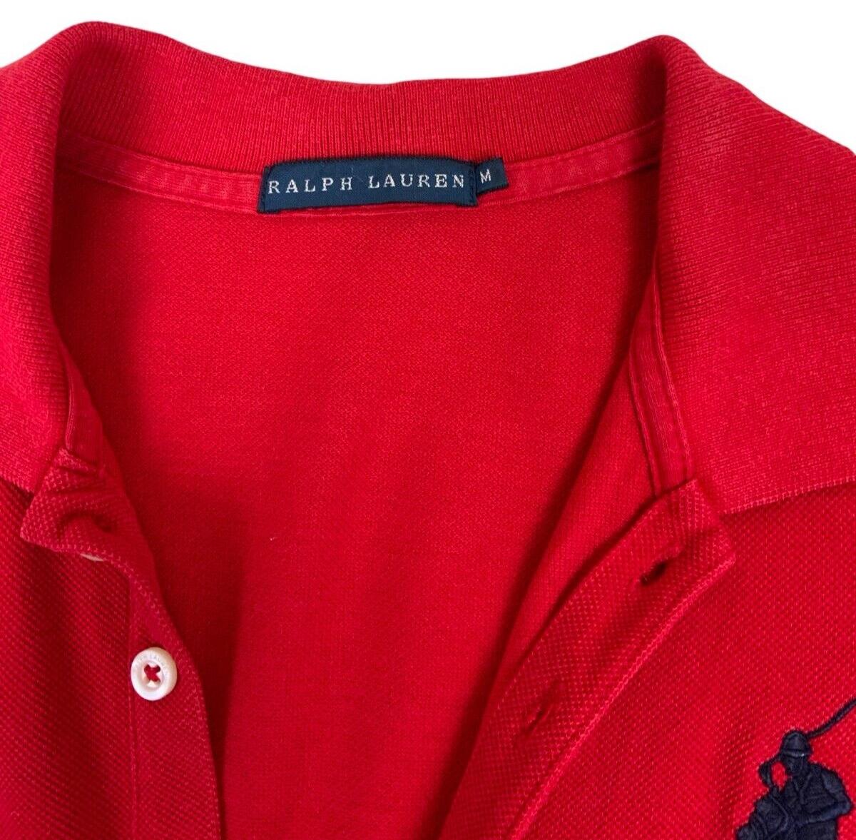 RALPH LAUREN RED EMBROIDERED COLLARED POLO DRESS SIZE S 8 10