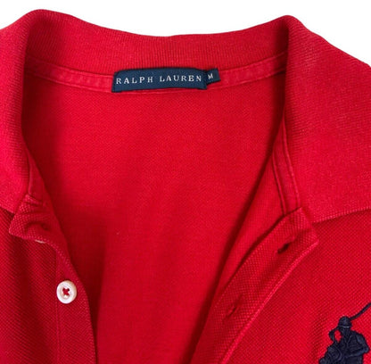RALPH LAUREN RED EMBROIDERED COLLARED POLO DRESS SIZE S 8 10