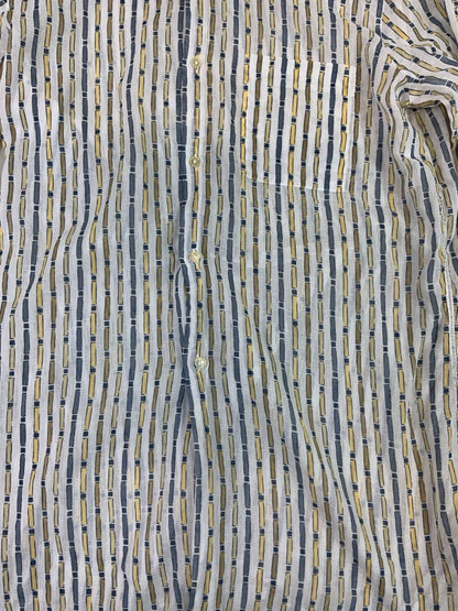 VTG 90s 00s PIERRE CARDIN LONG SLEEVE WHITE STRIPED PATTERNED SHIRT