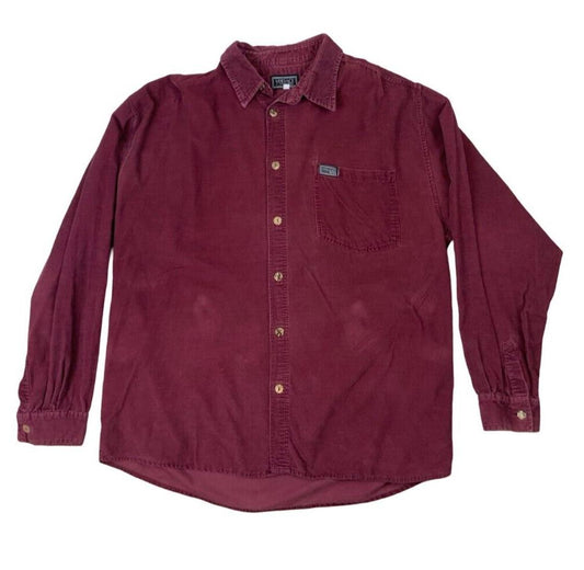 VTG 90s VERSACE CORDUROY BURGUNDY LONG SLEEVE SHIRT SIZE XL