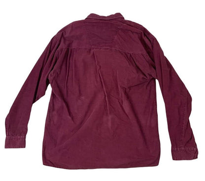 VTG 90s VERSACE CORDUROY BURGUNDY LONG SLEEVE SHIRT SIZE XL