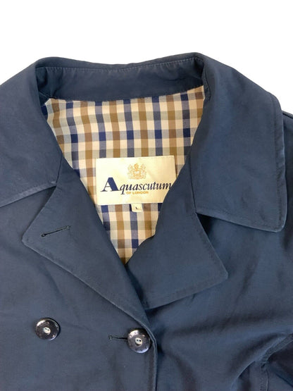 AQUASCUTUM DOUBLE BREASTED PEA COAT NAVY BLUE SIZE L