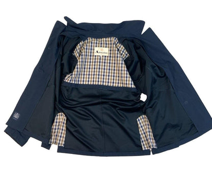 AQUASCUTUM DOUBLE BREASTED PEA COAT NAVY BLUE SIZE L