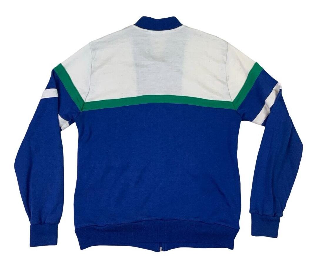 VTG 80s LACOSTE IZOD ZIP UP BLUE WHITE ZIP-UP SWEATSHIRT SIZE M