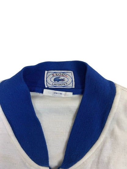 VTG 80s LACOSTE IZOD ZIP UP BLUE WHITE ZIP-UP SWEATSHIRT SIZE M