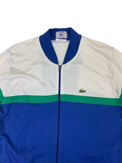 VTG 80s LACOSTE IZOD ZIP UP BLUE WHITE ZIP-UP SWEATSHIRT SIZE M