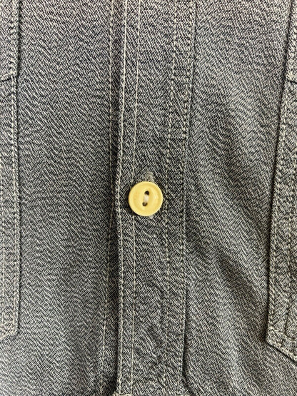 VTG LEE 101 SALT & PEPPER CHAMBRAY 4 POCKET CHORE JACKET SHIRT USA WORKWEAR S 36