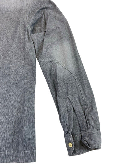 VTG LEE 101 SALT & PEPPER CHAMBRAY 4 POCKET CHORE JACKET SHIRT USA WORKWEAR S 36