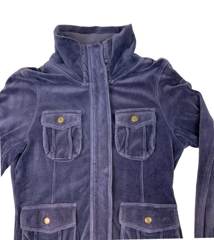 VTG Y2K ARMANI JEANS VELOUR MIDNIGHT BLUE TRACK JACKET SIZE S