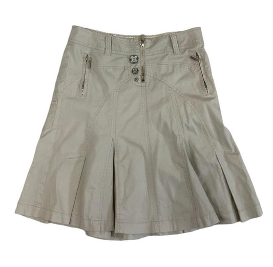 VTG Y2K ESCANDELLE CREAM PLEATED MINI MIDI CARGO SKIRT SIZE S