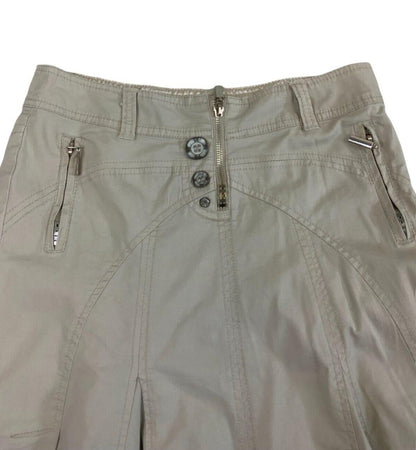 VTG Y2K ESCANDELLE CREAM PLEATED MINI MIDI CARGO SKIRT SIZE S