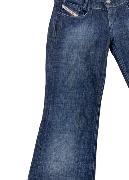 VTG Y2K DIESEL DARK BLUE INDIGO FLARED JEANS SIZE 29W 32L