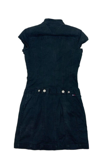 VTG Y2K TOMMY HILFIGER NAVY BLUE ZIP UP DENIM MINI DRESS SIZE S