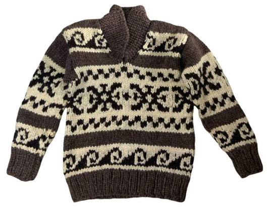 VTG NATIVE CANADIAN HAND KNIT COWICHAN PULLOVER SALISH INDIAN ROCKABILLY S 36