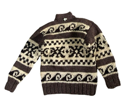 VTG NATIVE CANADIAN HAND KNIT COWICHAN PULLOVER SALISH INDIAN ROCKABILLY S 36