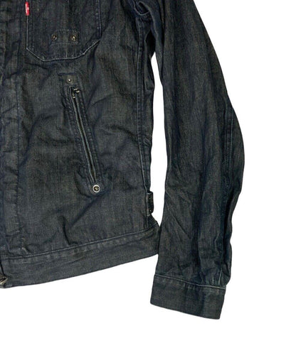 00s Y2K LEVIS DARK INDIGO ZIP UP ENGINEERED BIKER STYLE DENIM JACKET L 42