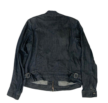00s Y2K LEVIS DARK INDIGO ZIP UP ENGINEERED BIKER STYLE DENIM JACKET L 42