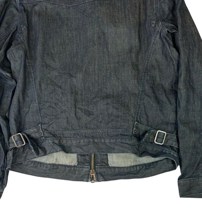 00s Y2K LEVIS DARK INDIGO ZIP UP ENGINEERED BIKER STYLE DENIM JACKET L 42
