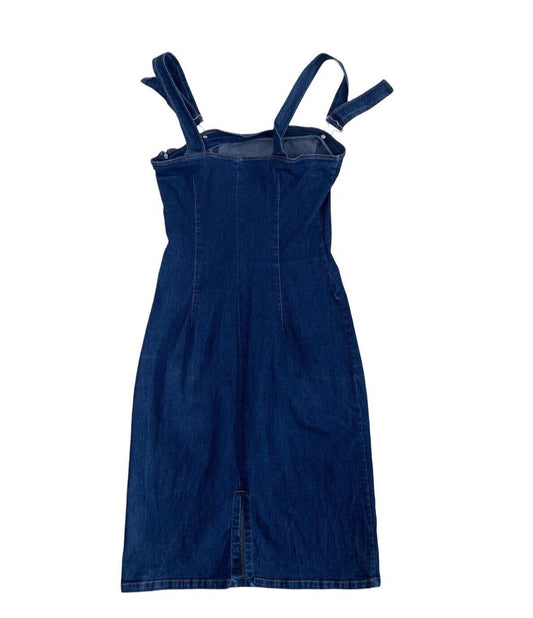 VTG 90s DOLCE & GABBANA BLUE DENIM BODYCON FITTED MINI DRESS SIZE S M