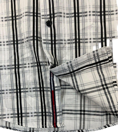 VTG 00s TOMMY HILFIGER WHITE BLACK GREY LONG SLEEVE CHECK SHIRT SIZE XL